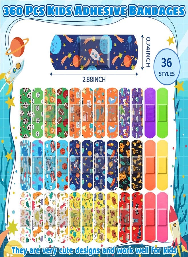 Flasoo 360 Pcs Kids Cartoon Bandages, 36 Styles Kids Bandages Variety Pack, Fun Bandage for Kids, Shark Bandages Kid, Colorful Bandage for Boys and Girls, Waterproof Breathable Protect Scrapes - Image 3